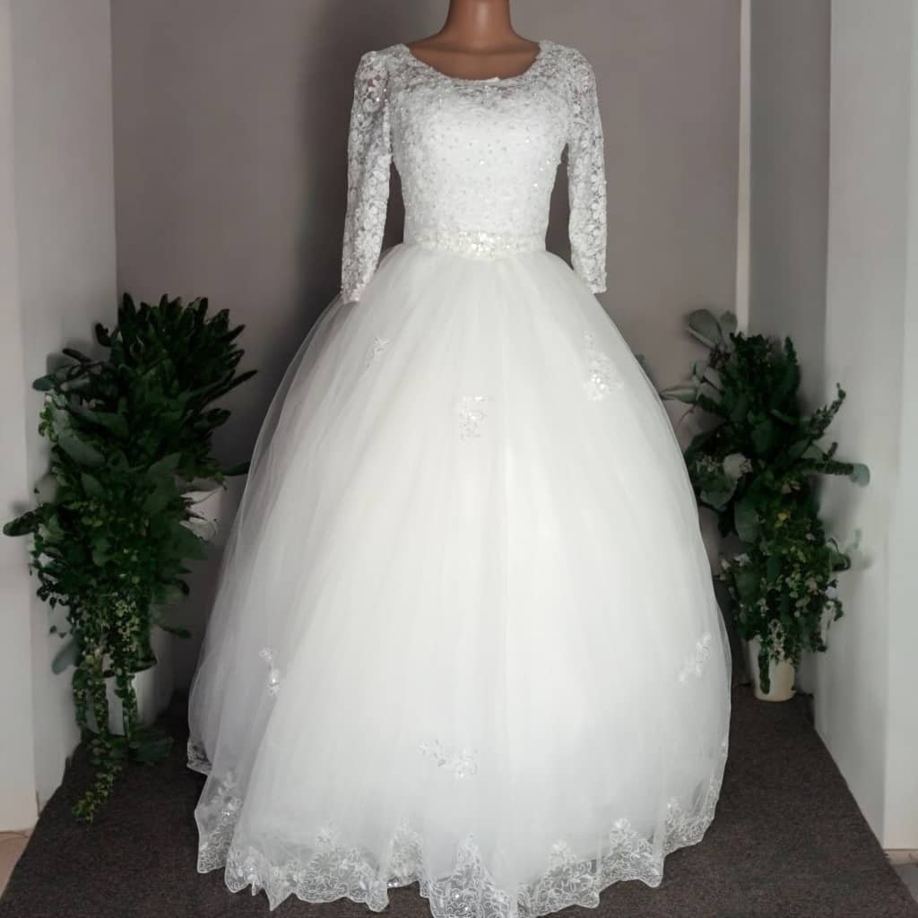 Stylish Long Sleeve Wedding Ball Gown – Renting