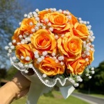 Orange Roses Wedding Bouquet for Bride - Renting
