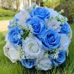 B-Blue Roses Wedding Bouquet for Bride - Renting