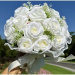 White Roses Wedding Bouquet for Bride – Renting