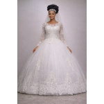 Royal Illusion Lace Ball Wedding Gown – For Rent