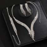 Women's Jewelry Bridal Set: 1 Tassel Necklace + 1 Pair of Earrings + 1 Bracelet Set - Renting