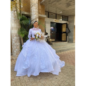 Irene Luxury Crystal Turtle Neck Long Sleeve Wedding Gown