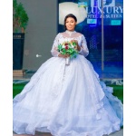 Irene Luxury Crystal Turtle Neck Long Sleeve Wedding Gown