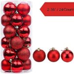 20Pcs Christmas Tree Glitter  4cm Red Balls Ornaments