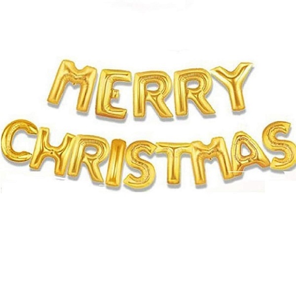 Merry Christmas Air Filled Balloon – Gold