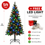 Floremz AuroraGlow Premium 5ft Christmas Tree with Free Multicolour LED Lights