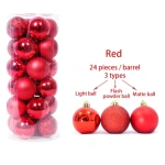 20Pcs Christmas Glitter Red Balls Ornaments