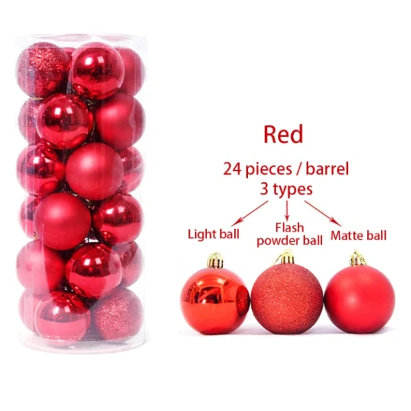 20Pcs Christmas Glitter Red Balls Ornaments