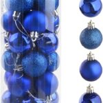 20Pcs Christmas Glitter 6cm Blue Balls