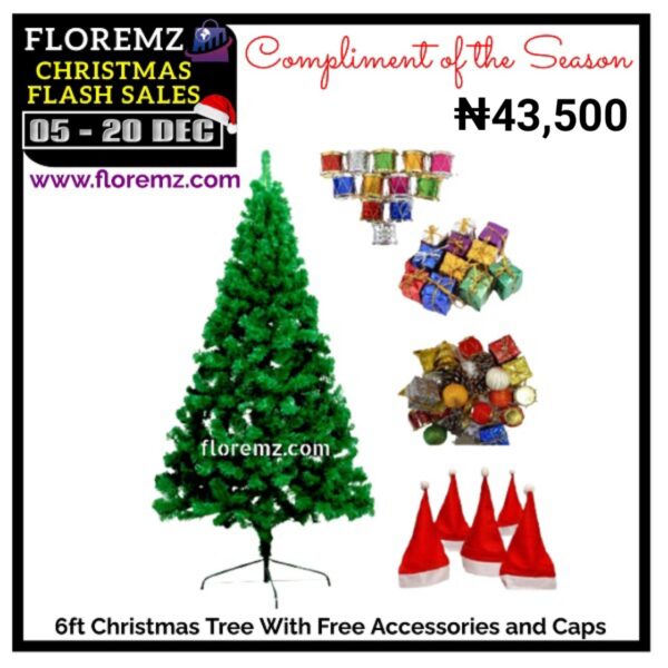 6ft Christmas Tree With Free Accessories and Caps