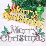 3D Merry Christmas Inscription Gold Pendant Hanging Decor