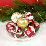6pcs Electroplated Hanging Christmas Tree Decor Painted Design Balls