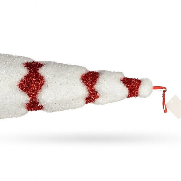 Fluffy Red and White Candy Cane Cone Tree Christmas Decoration