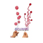Red & White Peppermint Ornament Stems (Ball + Curl Set)