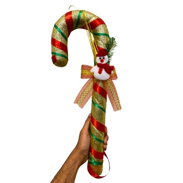 Golden Red & Green Glitter Christmas Candy Cane Decorations