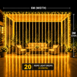 960 LED Gold Waterfall Curtain Lights (6M × 3M)