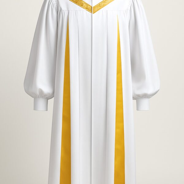 Floremz White & Gold Liturgical Choir Robe for Rent