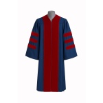Blue and Red Doctorate Academic Gown with Velvet Panels – Rental
