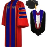 Production of Red and Royal Blue Doctorate Graduation Gown for Sale