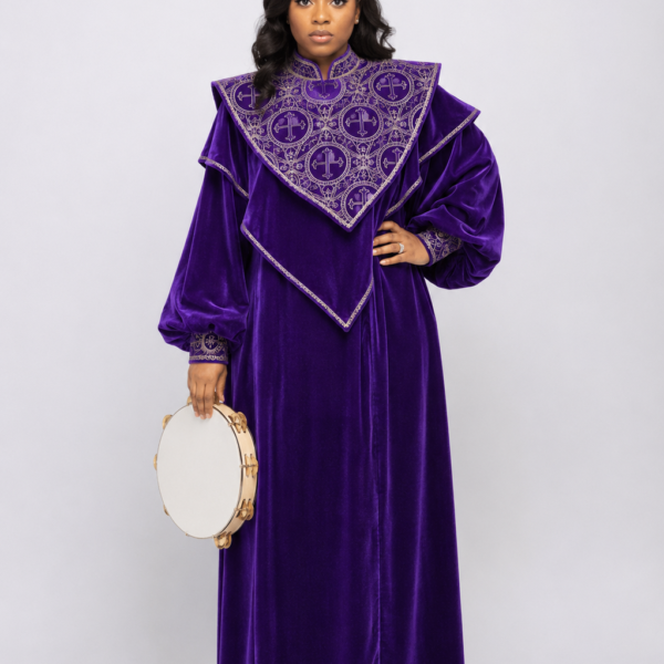 Production of Purple Velvet Choir Robe with Liturgical Embroidery Design
