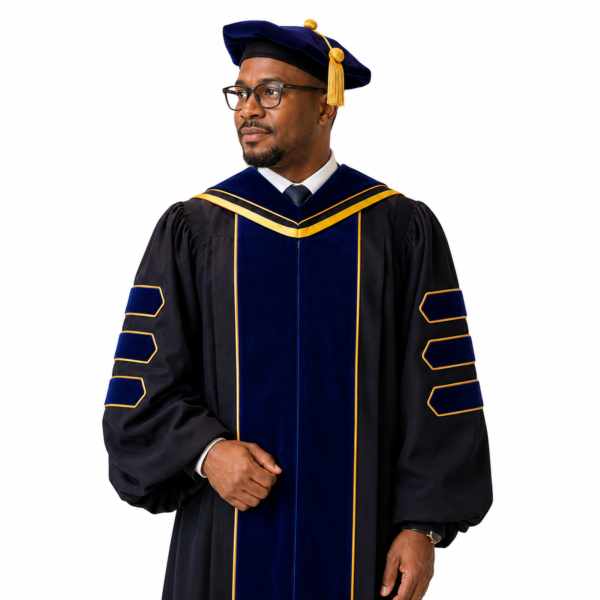 Production of Navy Blue Doctoral Academic Regalia
