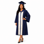 Navy Blue Graduation Gown with Cream Rental for Adults