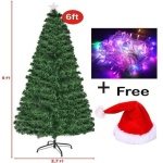 Christmas 6ft Xmas Tree + Colour Led Lights + Xmas Cap