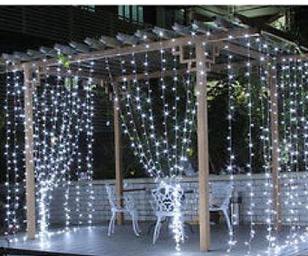Waterfall Christmas Curtain Lights - White