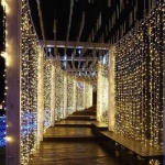 480 Bulbs Waterfall Christmas Curtain Lights - Gold