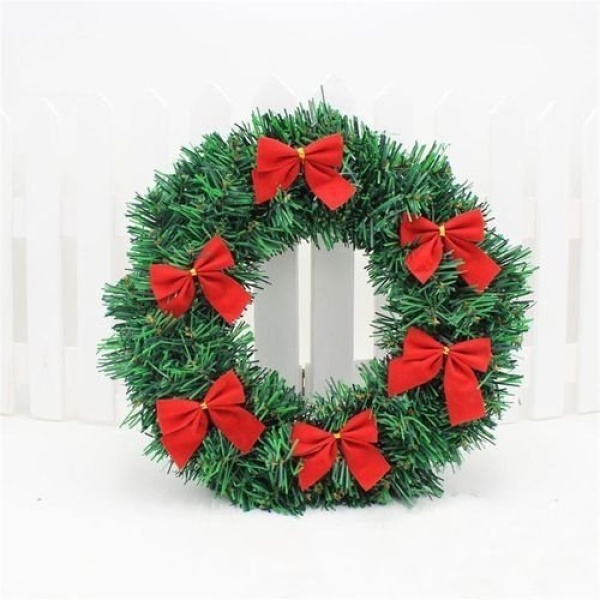 Christmas Hanging Wreath With Red Bowknots