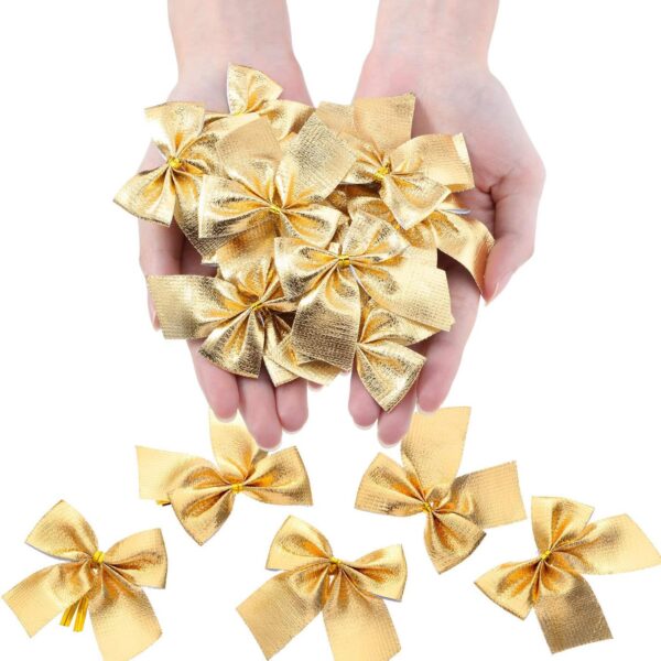 12pcs of Gold Mini Bow Ribbon