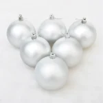 6Pcs Christmas Glitter Silver 6cm Balls Ornaments