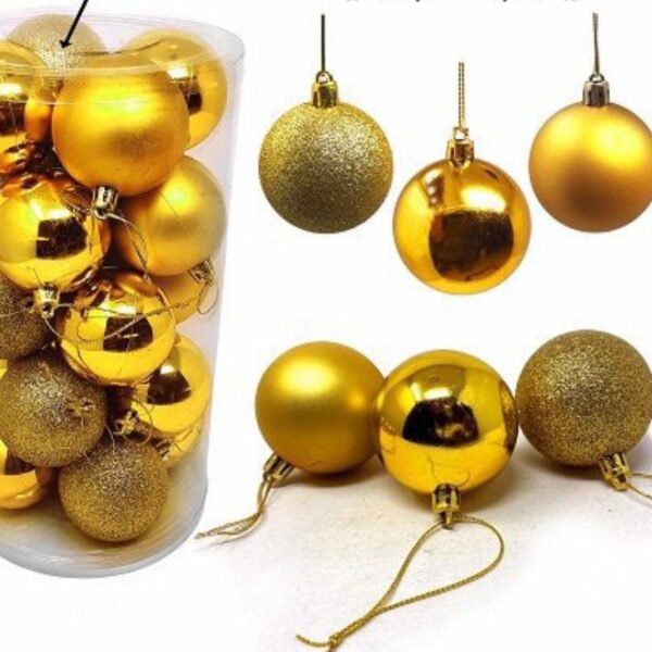 20Pcs Christmas Tree Glitter Gold 6cm Balls Ornaments