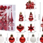 34Pcs Christmas Tree Baubles Shatterproof Ornaments - Red