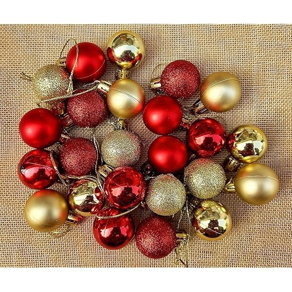 24Pcs Christmas Ornaments Red and Gold Balls