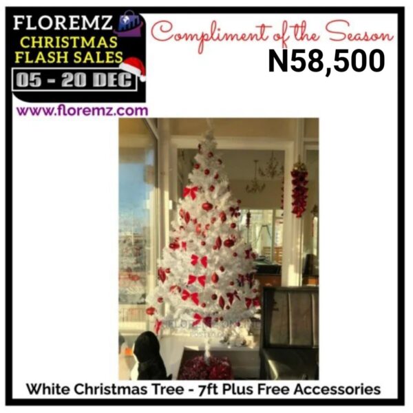 7ft White Christmas Tree + Free Balls For Decoration