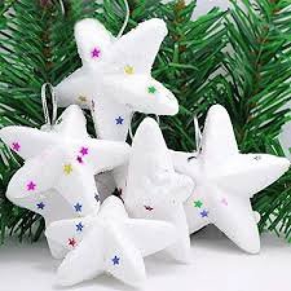 6pcs Christmas Little Twinkle White Star Ornaments
