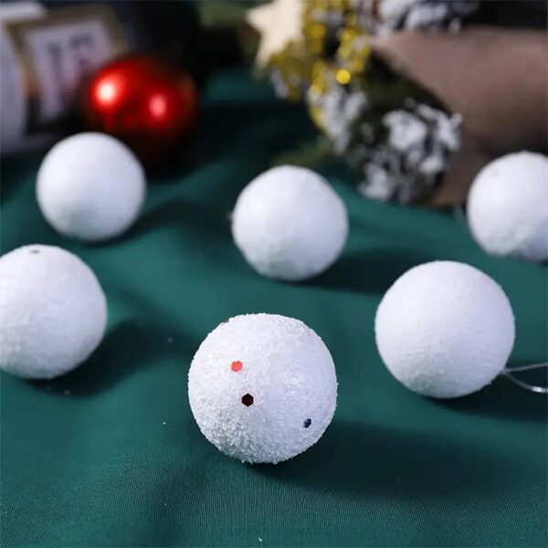 6pcs Christmas Little Twinkle White 4cm balls Ornaments