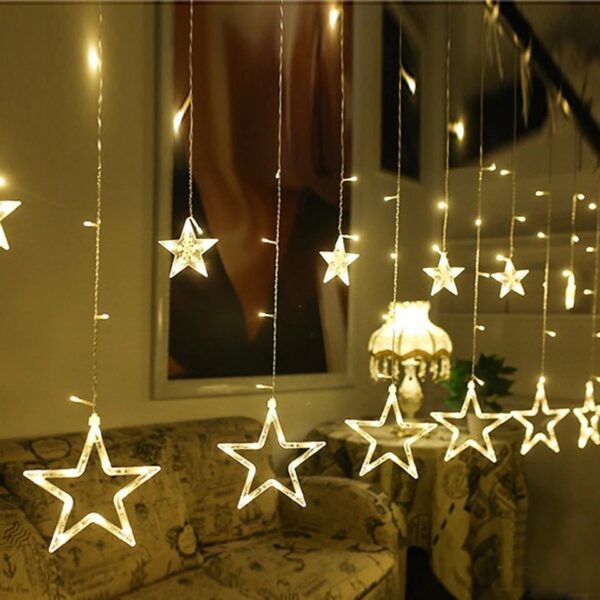 2.5M Christmas Garland icicle curtain LED String Star Lights - Warm White