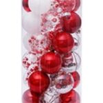 30pcs Christmas Glitter Red Assorted Design Balls Ornaments