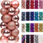 20Pcs Christmas Tree Rose Gold Glitter Balls Ornaments