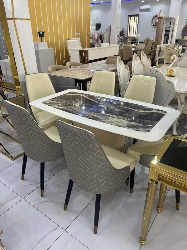 Wendell Zamani Marble Dining Set - Cream