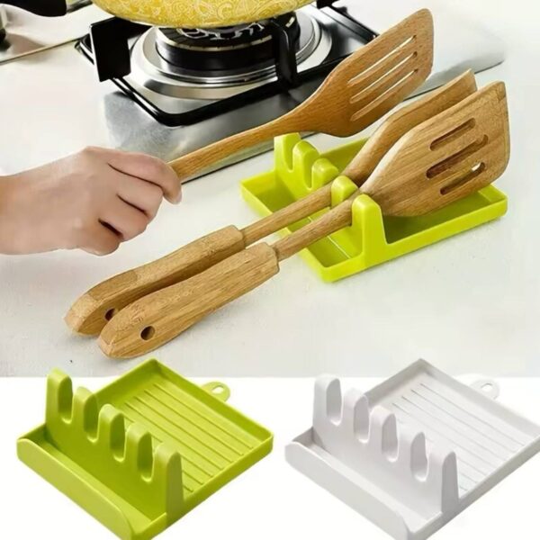 1Pc Multifunctional Spoon, Spatula and Silicone Pot Cover Rest Holder