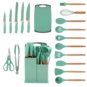 Kitchenware Silicone Cooking Nonstick Spoon Set with Chopping Board and Knife Set