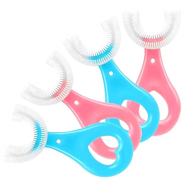 2Pcs U-Shaped Kiddies Silicone Toothbrush