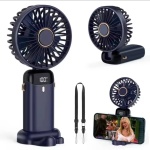 Foldable Rechargeable Digital Fan With Phone Holder And Rope