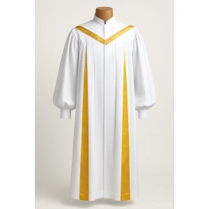 Floremz White & Gold Liturgical Choir Robe for Rent
