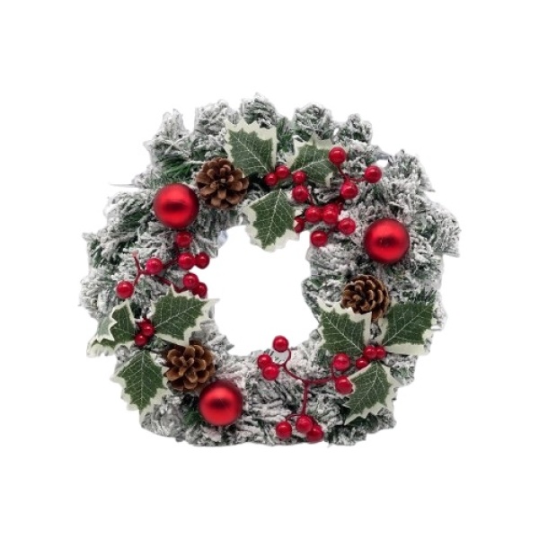 40cm Christmas Wreath with Snow