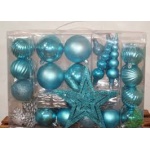 38pcs Assorted Teal Christmas Ball